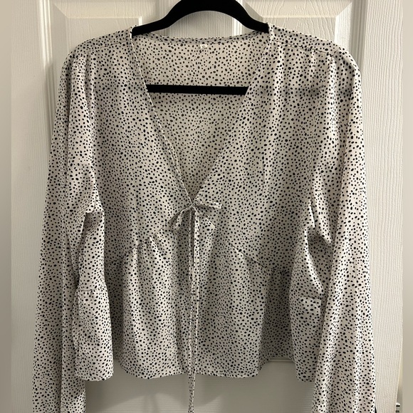 SHEIN Off White & Black Polka Dot Long Sleeve Blouse Size XL - Picture 1 of 9